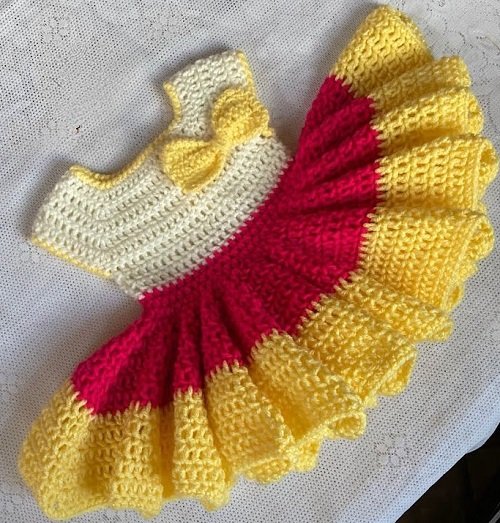 Colorful Crochet Fall Baby Dress Pattern