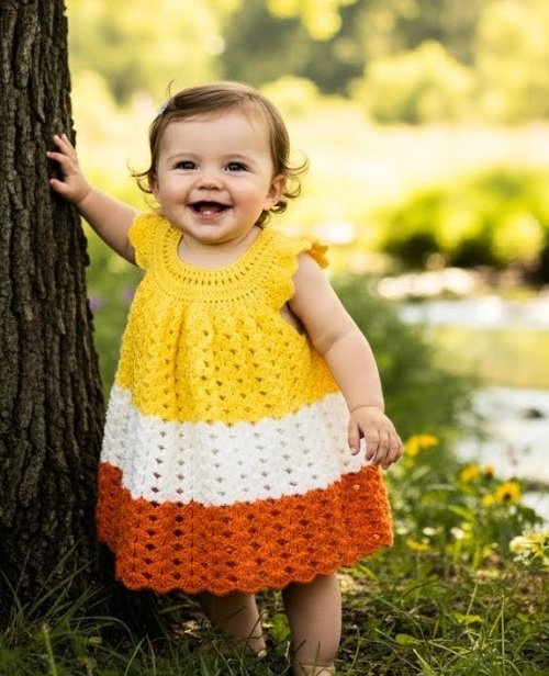 Vibrant Autumn Baby Frock Crochet Pattern