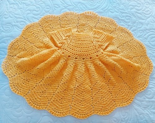Fancy Leaf Lace Crochet Baby Dress