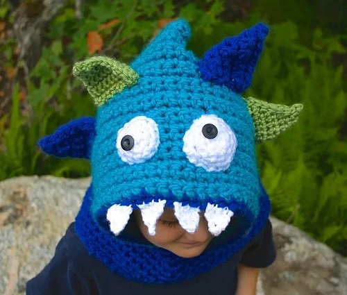 8. Crochet Monster Hooded Cowl