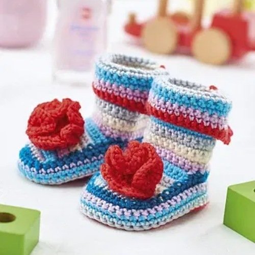 5. Floral Winter Baby Booties