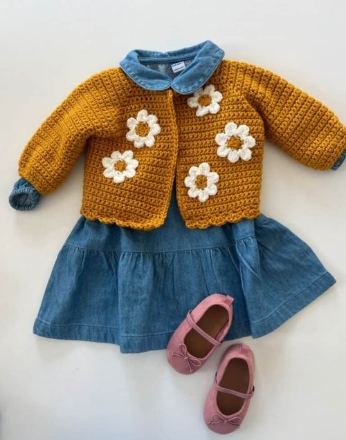 1. Handmade Baby Sweater with Daisy Flowers