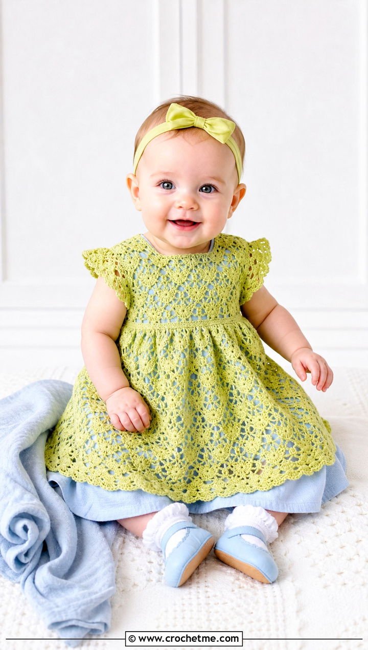 11. Crochet Overlay Blessing Dress With Colored Underdress