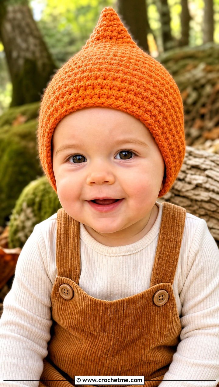 6. Pixie Crochet Hat With Corduroy Romper